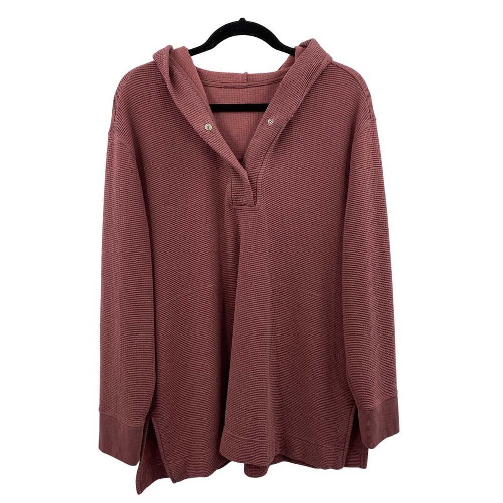 Athleta Women's Coaster Luxe Waffle Hoodie Size Large Pullover Pink